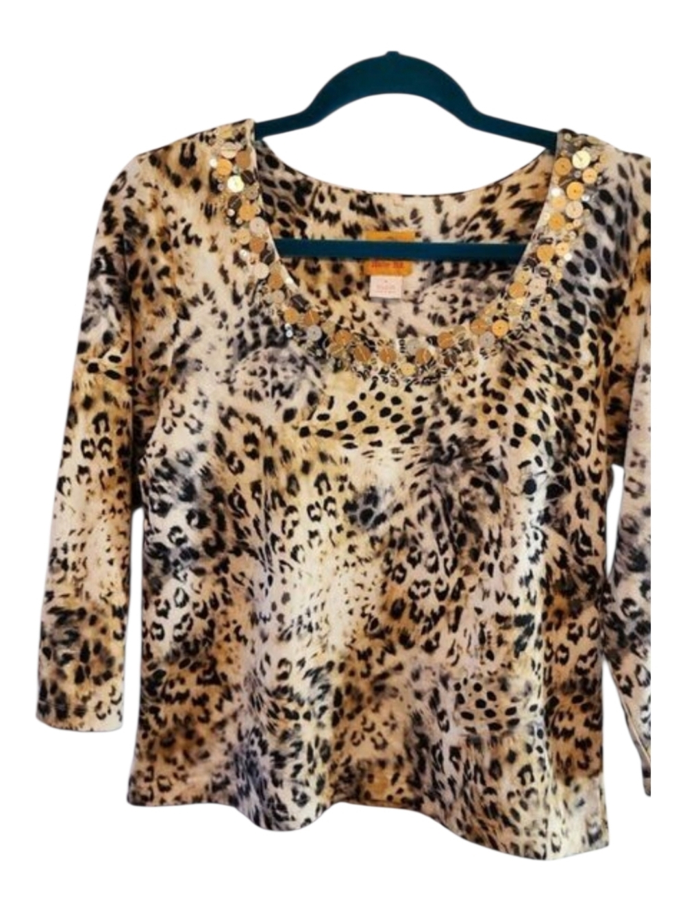 RUBY RD. ANIMAL PRINT TOP SIZE MEDIUM, VERY SOFT COTTON SPANDEX BLEND